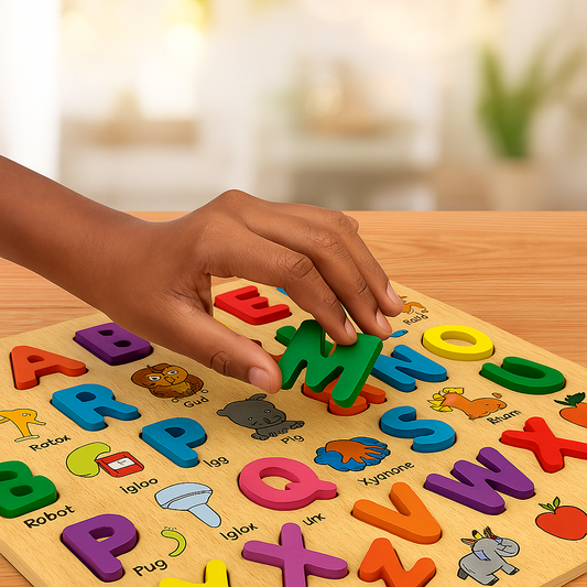 Cubbyjoy Wooden Alphabet & Number Puzzle