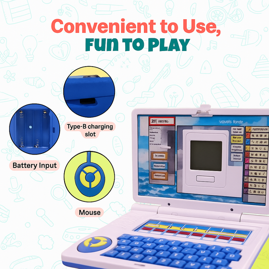 Cubbyjoy Learning Computer, Interactive Educational Laptop for Ages 4-6 (Blue)
