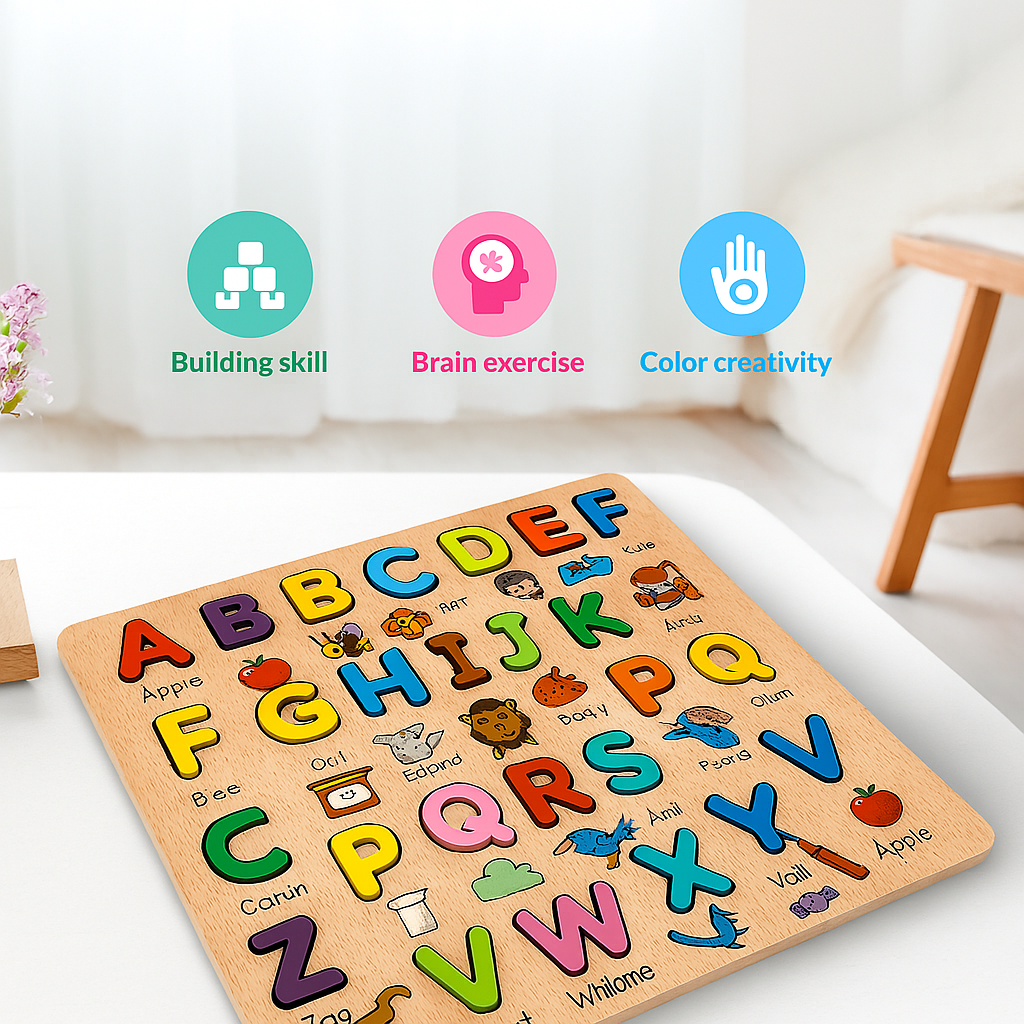 Cubbyjoy Wooden Alphabet & Number Puzzle