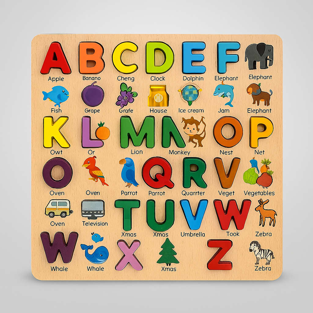 Cubbyjoy Wooden Alphabet & Number Puzzle