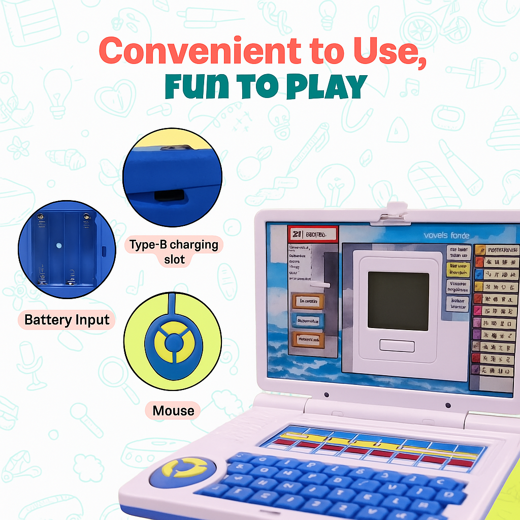 Cubbyjoy Learning Computer, Interactive Educational Laptop for Ages 4-6 (Blue)