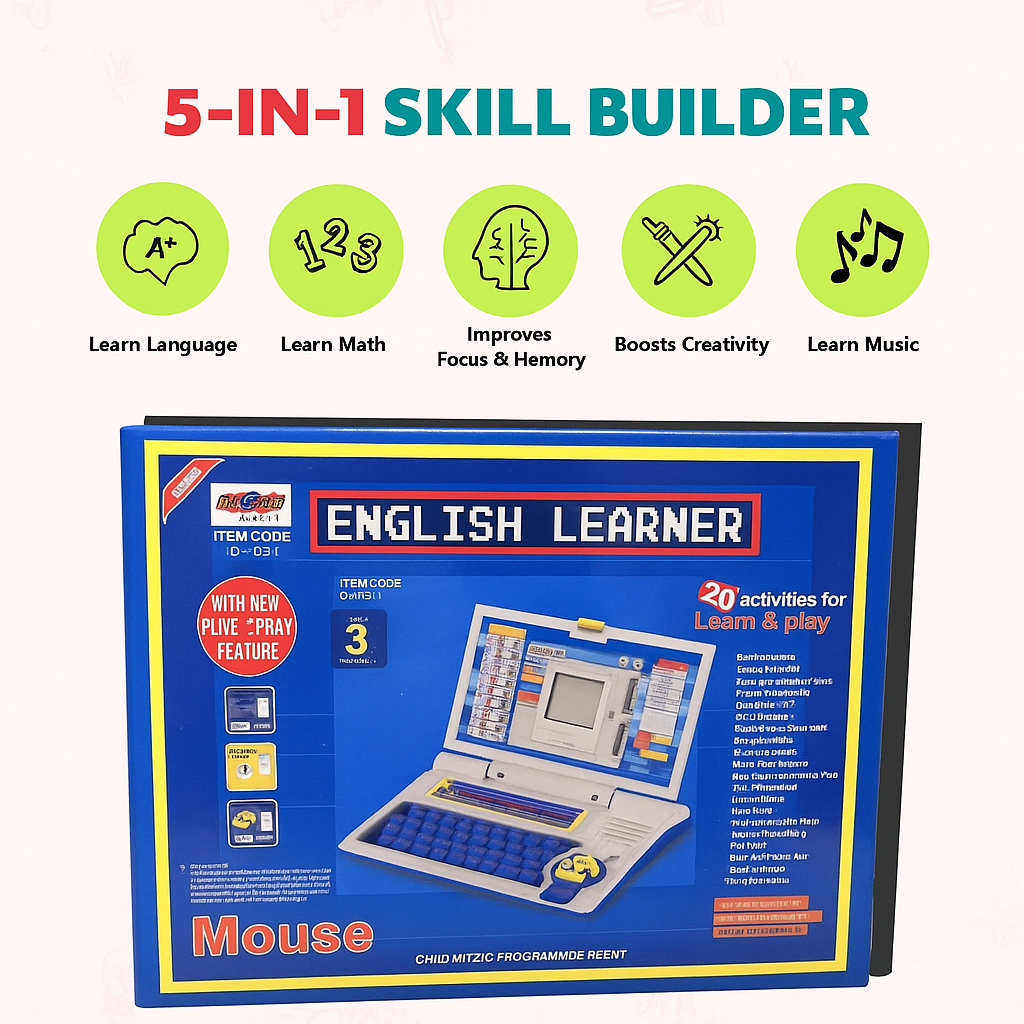 Cubbyjoy Learning Computer, Interactive Educational Laptop for Ages 4-6 (Blue)